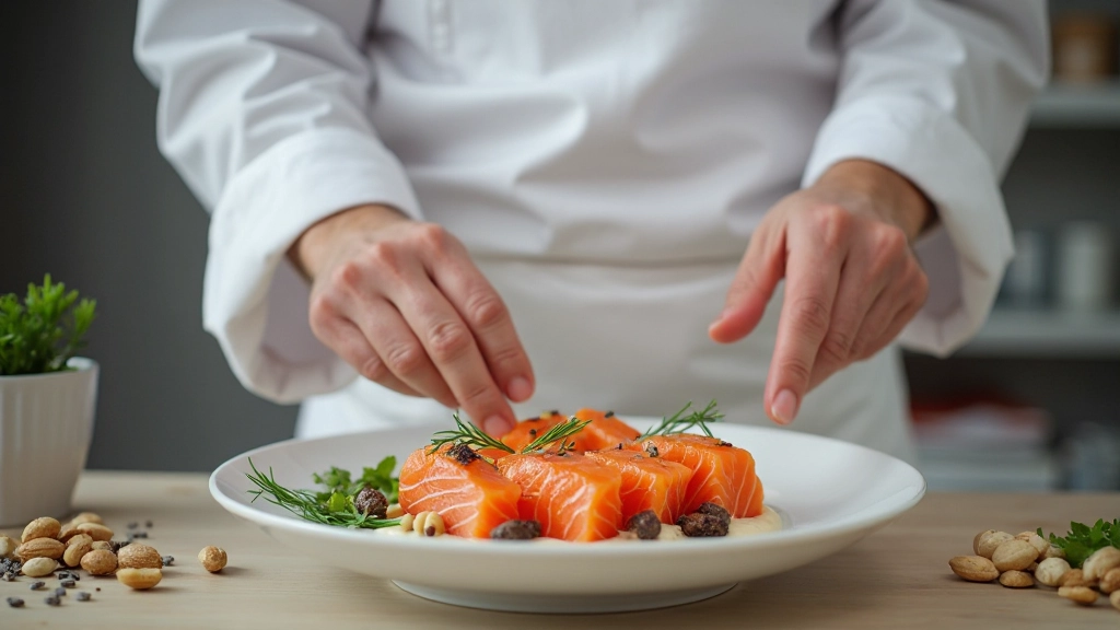 Омега-3 багаті продукти: різні види риби, горіхи, насіння на дерев'яній дошці