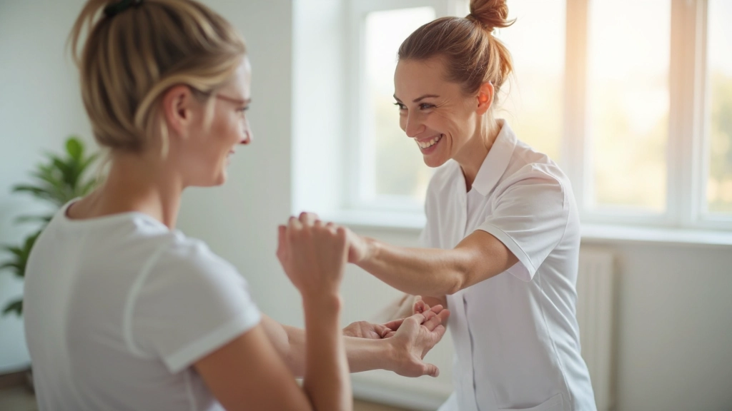 Фізіотерапевт допомагає пацієнту виконувати вправи для поліпшення гнучкості та рухливості суглобів