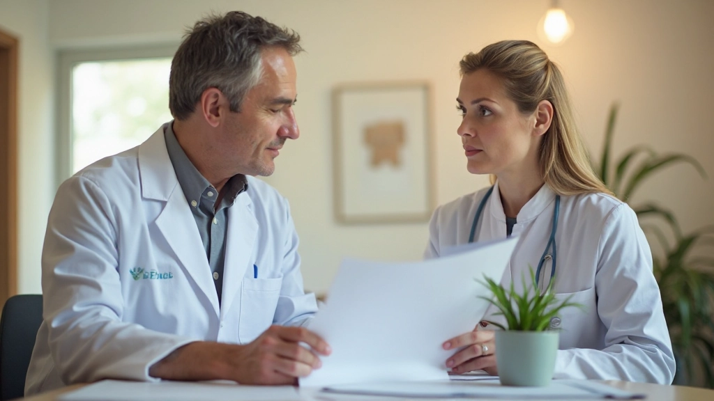 Лікар консультує пацієнта: обговорення плану здорового харчування на кабінеті