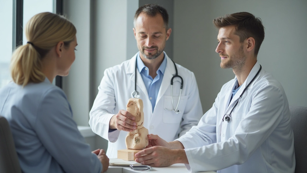 Схематичне зображення здорового суглоба з хрящем, синовіальною рідиною та кістками, показане на анатомічній моделі