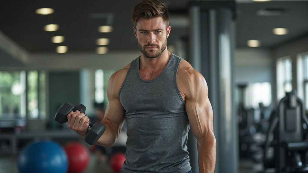 Чоловік виконує вправу на зміцнення суглобів із гантелями