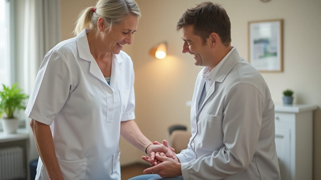 Фізіотерапевт допомагає пацієнту з фізичною реабілітацією суглобів