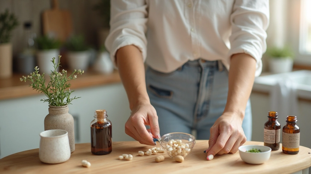 Природні трави та добавки для здоров'я суглобів на дерев'яному столі